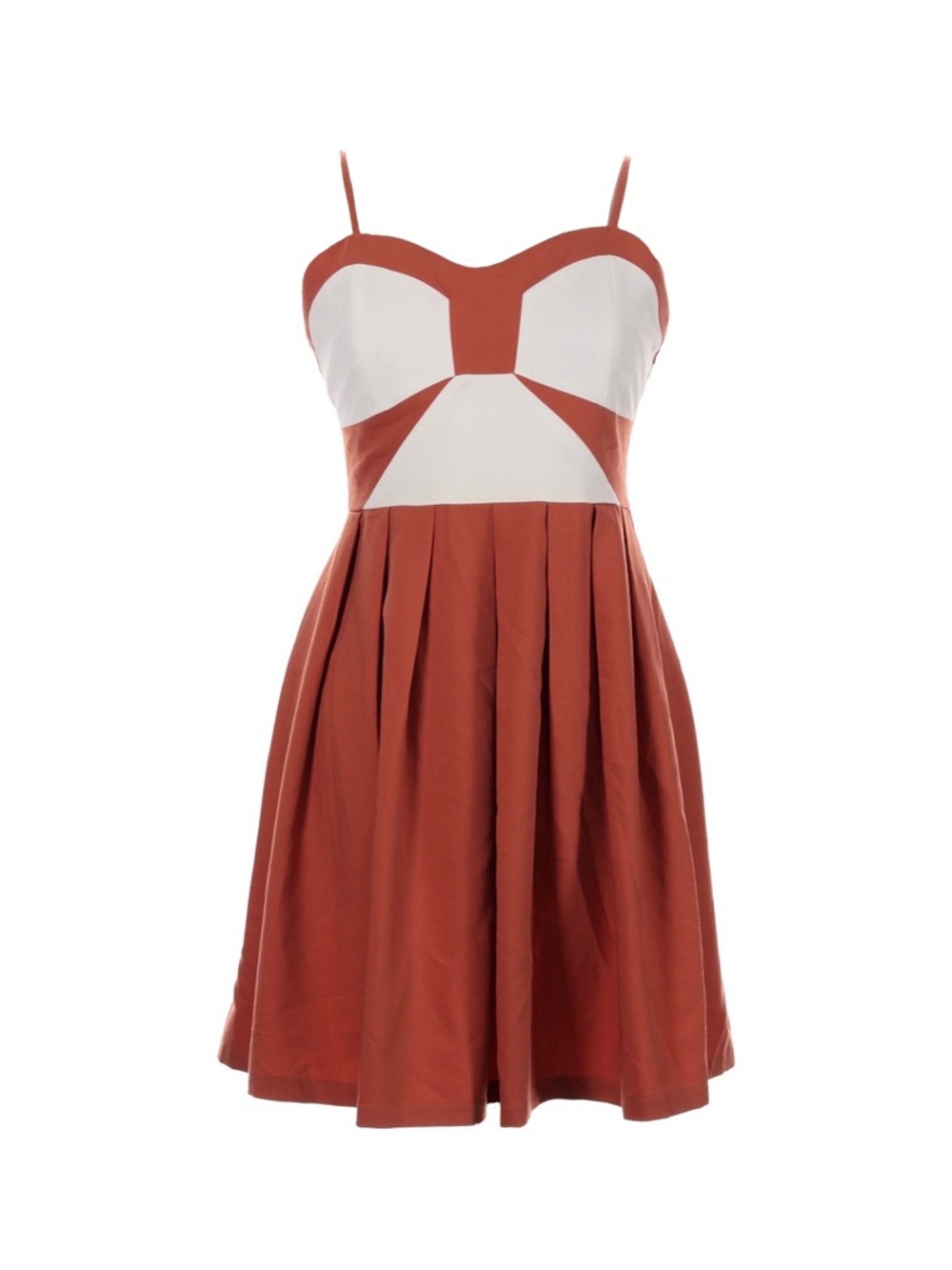 Aniina Color Block Mini Dress Orange White A Line Sweetheart Game Day